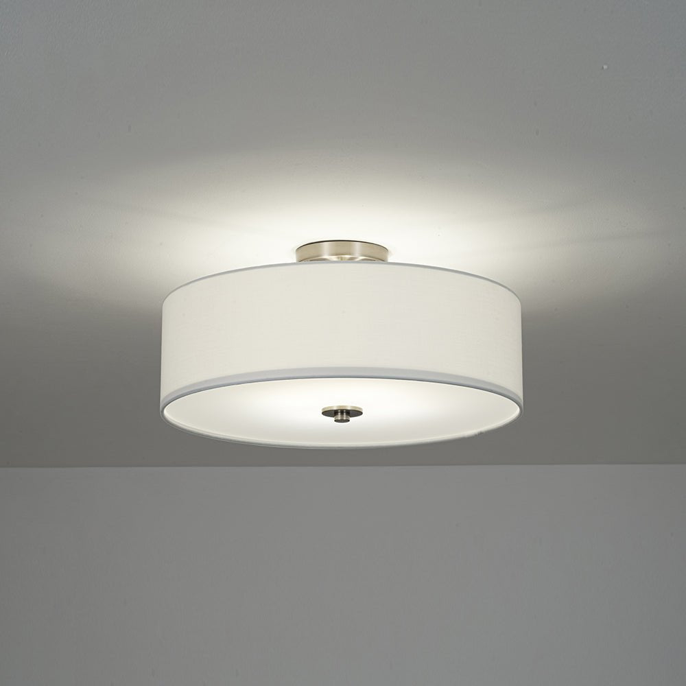 Lampada da soffitto semi-flush in tessuto lino a 4 luci contemporanea