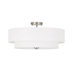 Lampada da soffitto semi-flush in tessuto lino a 4 luci contemporanea