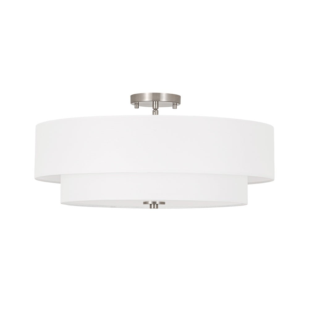 Lampada da soffitto semi-flush in tessuto lino a 4 luci contemporanea