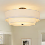 Lampada da soffitto semi-flush in tessuto lino a 4 luci contemporanea