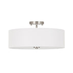 Lampada da soffitto semi-flush in tessuto lino a 4 luci contemporanea