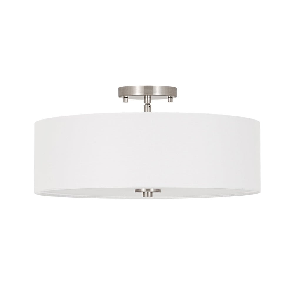 Lampada da soffitto semi-flush in tessuto lino a 4 luci contemporanea