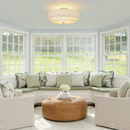 Lampada da soffitto semi-flush in tessuto lino a 4 luci contemporanea