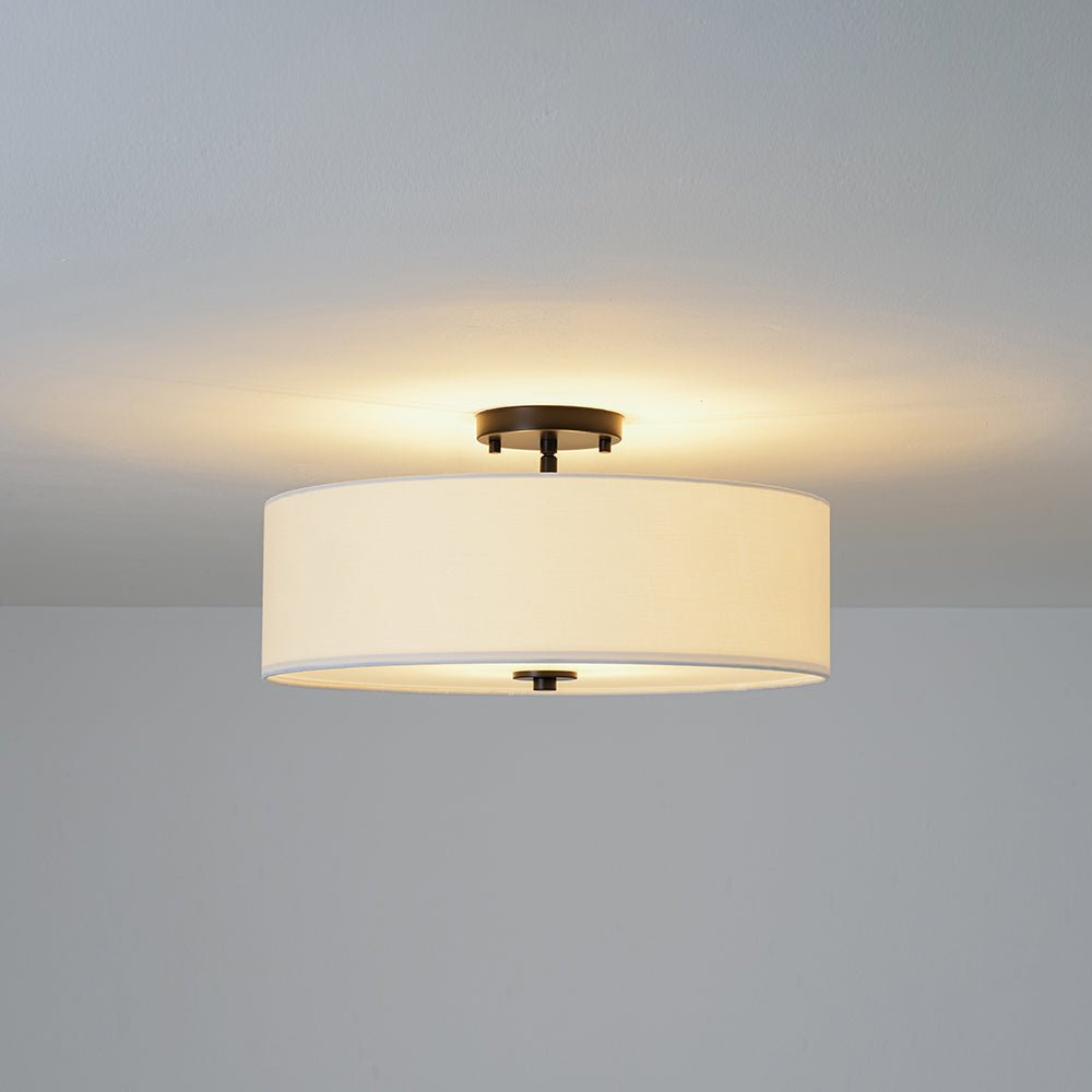Lampada da soffitto semi-flush in tessuto lino a 4 luci contemporanea