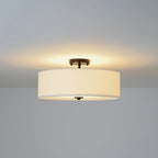 Lampada da soffitto semi-flush in tessuto lino a 4 luci contemporanea