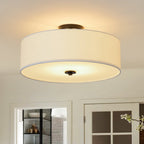 Lampada da soffitto semi-flush in tessuto lino a 4 luci contemporanea