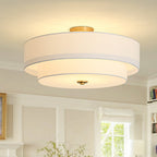 Lampada da soffitto semi-flush in tessuto lino a 4 luci contemporanea