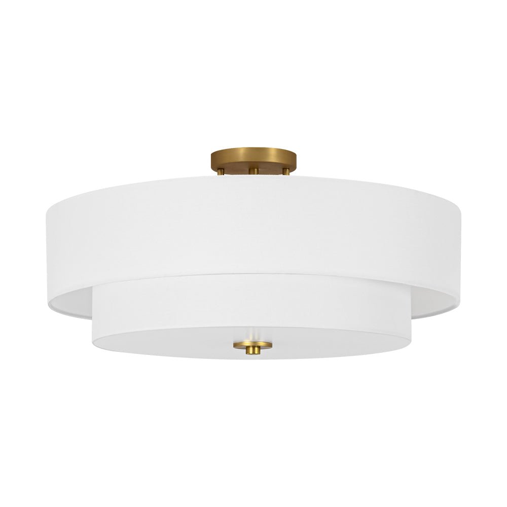 Lampada da soffitto semi-flush in tessuto lino a 4 luci contemporanea
