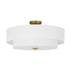 Lampada da soffitto semi-flush in tessuto lino a 4 luci contemporanea