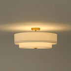 Lampada da soffitto semi-flush in tessuto lino a 4 luci contemporanea
