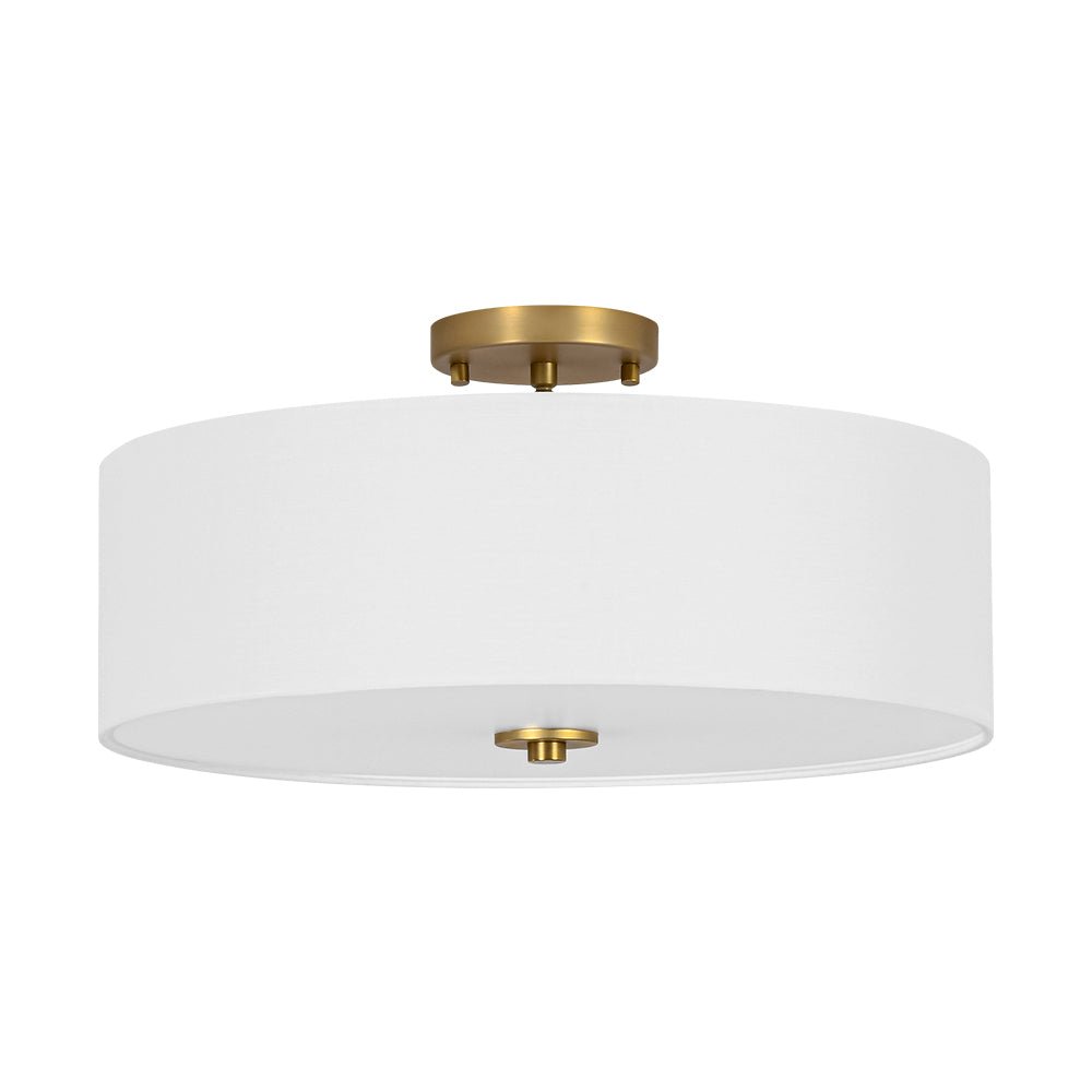 Lampada da soffitto semi-flush in tessuto lino a 4 luci contemporanea