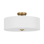 Lampada da soffitto semi-flush in tessuto lino a 4 luci contemporanea