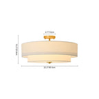 Lampada da soffitto semi-flush in tessuto lino a 4 luci contemporanea