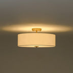 Lampada da soffitto semi-flush in tessuto lino a 4 luci contemporanea