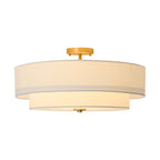 Lampada da soffitto semi-flush in tessuto lino a 4 luci contemporanea