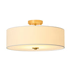 Lampada da soffitto semi-flush in tessuto lino a 4 luci contemporanea