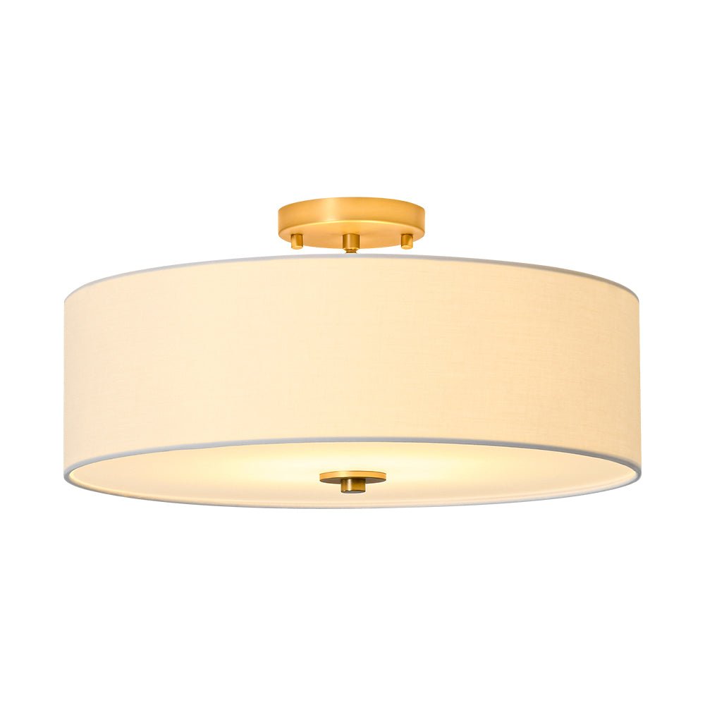 Lampada da soffitto semi-flush in tessuto lino a 4 luci contemporanea