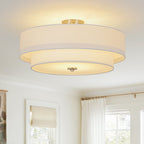 Lampada da soffitto semi-flush in tessuto lino a 4 luci contemporanea