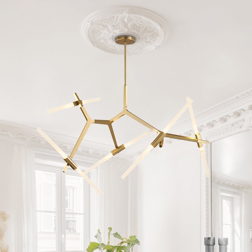 Design Asimmetrico Contemporaneo Lampadario a Rami con 10 Luci