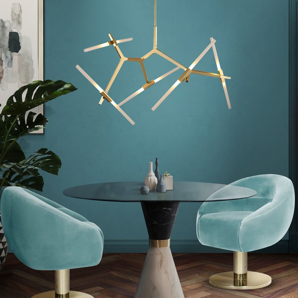 Design Asimmetrico Contemporaneo Lampadario a Rami con 10 Luci