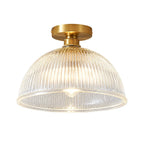 Lampada da soffitto semi a cupola in vetro trasparente a righe con 1 luce