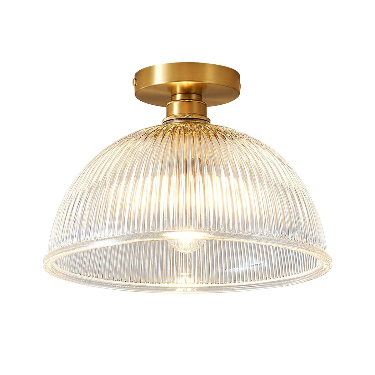 Lampada da soffitto semi a cupola in vetro trasparente a righe con 1 luce
