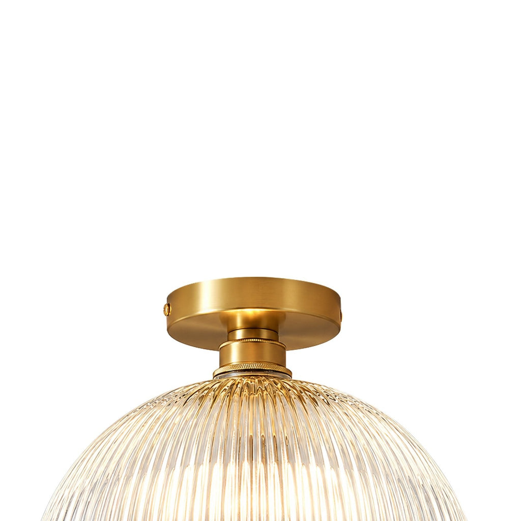 Lampada da soffitto semi a cupola in vetro trasparente a righe con 1 luce
