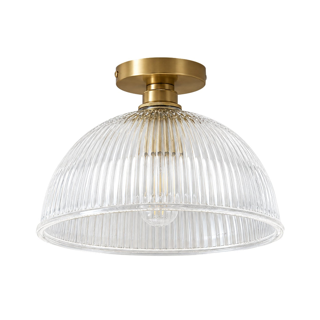 Lampada da soffitto semi a cupola in vetro trasparente a righe con 1 luce