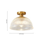 Lampada da soffitto semi a cupola in vetro trasparente a righe con 1 luce