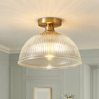 Lampada da soffitto semi a cupola in vetro trasparente a righe con 1 luce