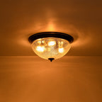 Lampada da soffitto a ciotola in vetro crackle con 3 luci per soffitti bassi
