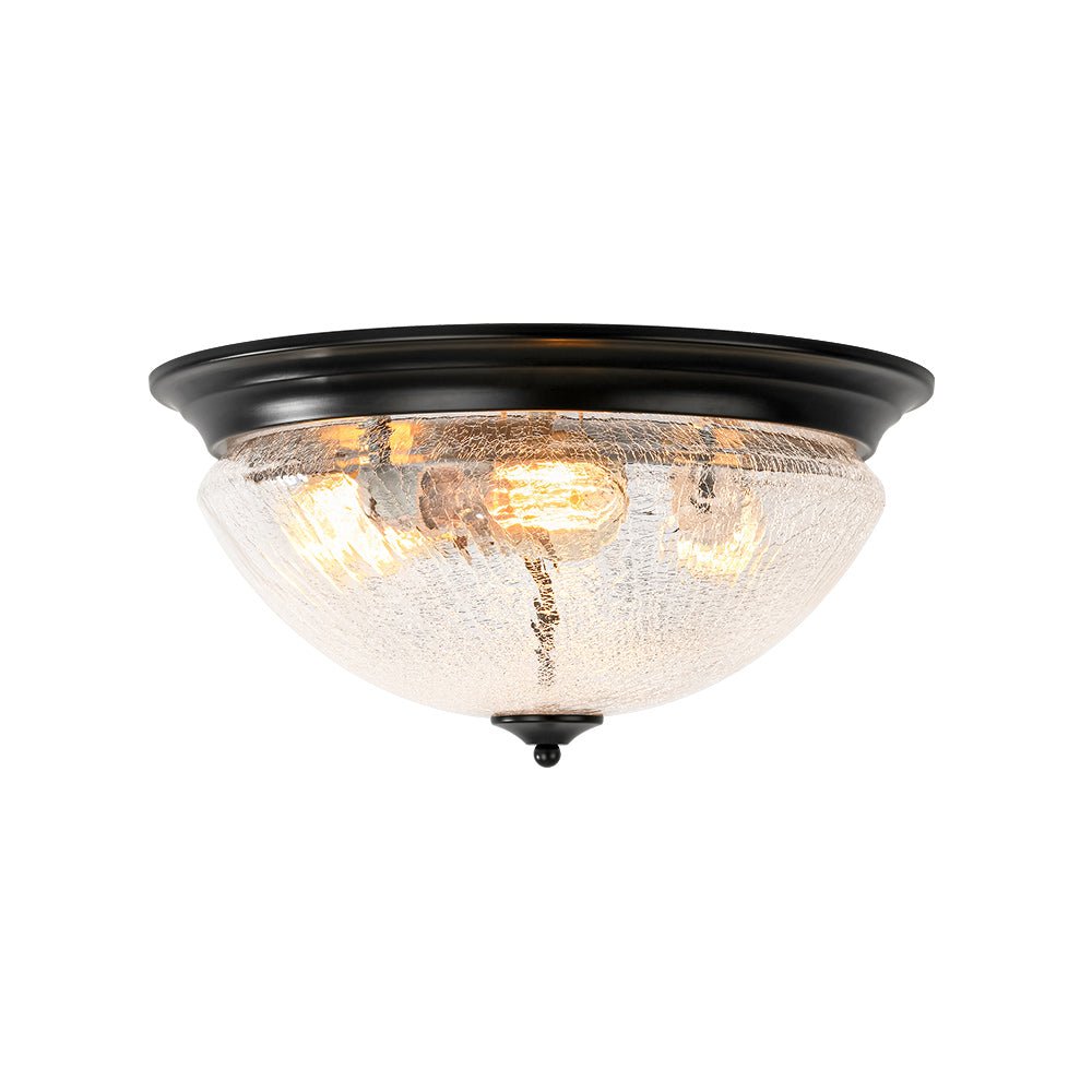 Lampada da soffitto a ciotola in vetro crackle con 3 luci per soffitti bassi