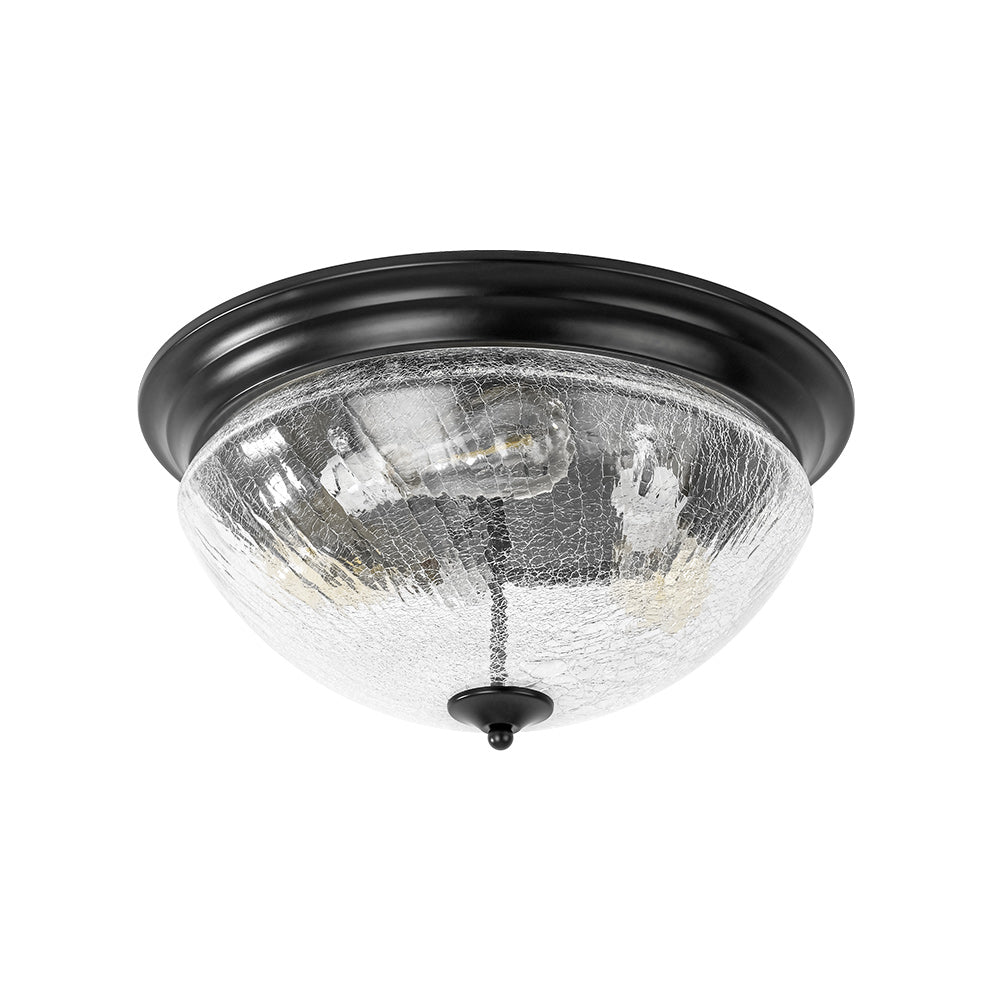 Lampada da soffitto a ciotola in vetro crackle con 3 luci per soffitti bassi