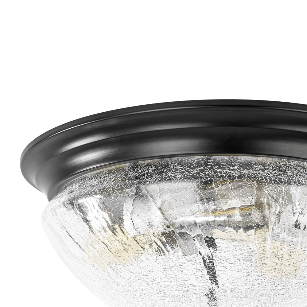 Lampada da soffitto a ciotola in vetro crackle con 3 luci per soffitti bassi