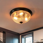 Lampada da soffitto a ciotola in vetro crackle con 3 luci per soffitti bassi