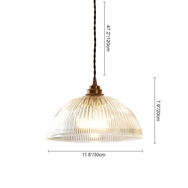 Lampada a sospensione in vetro trasparente a forma di cupola con 1 luce in stile industriale e fattoria