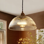 Lampada a sospensione in vetro trasparente a forma di cupola con 1 luce in stile industriale e fattoria