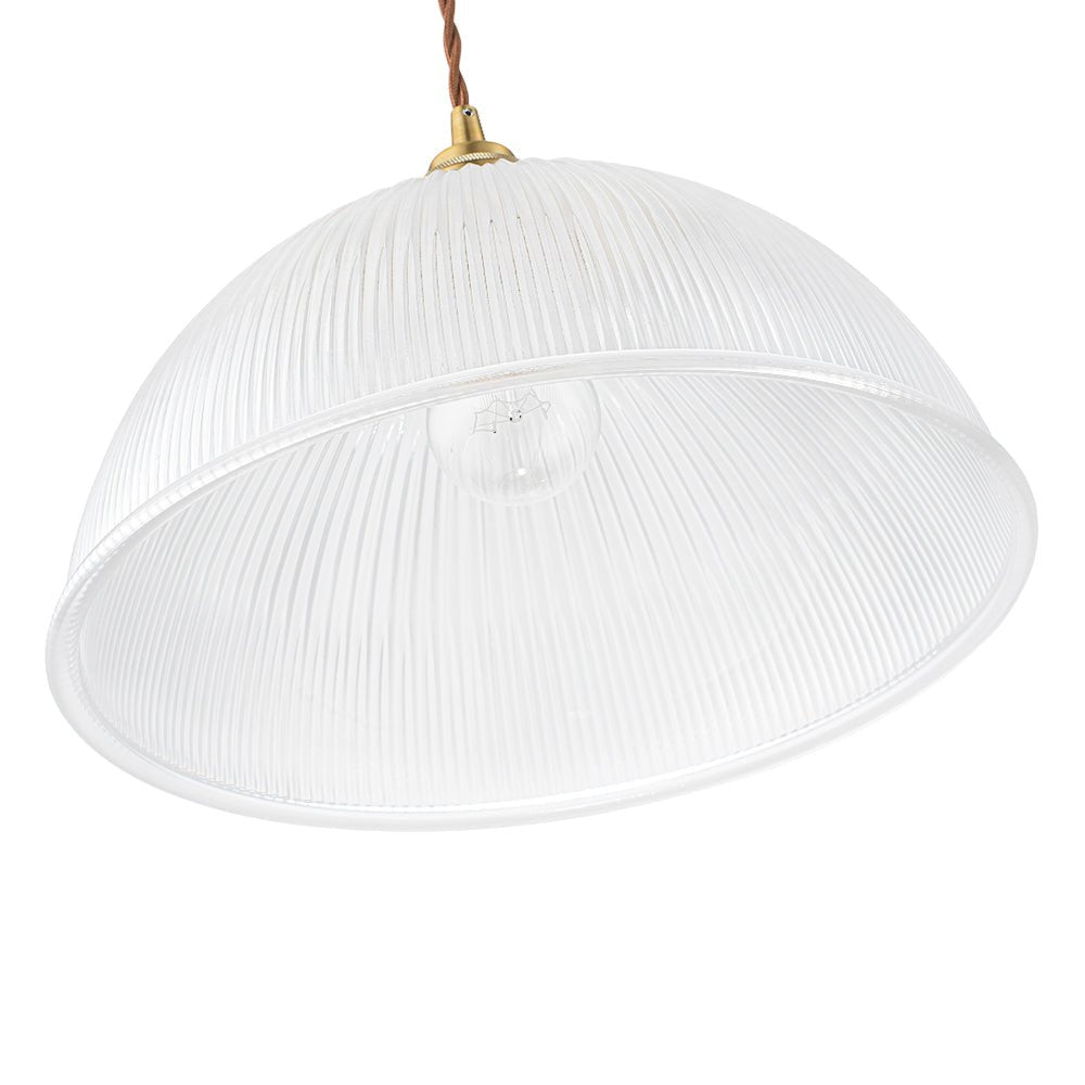 Lampada a sospensione in vetro trasparente a forma di cupola con 1 luce in stile industriale e fattoria