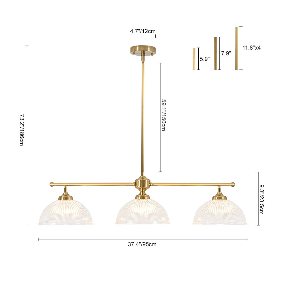 Lampada a sospensione in vetro trasparente a forma di cupola con 1 luce in stile industriale e fattoria