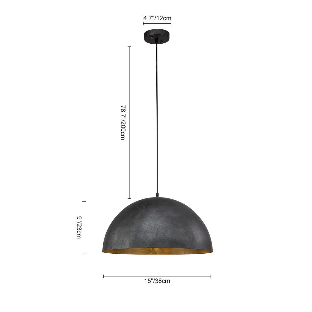 Lampada a sospensione in metallo a cupola industriale da 1 luce