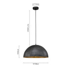 Lampada a sospensione in metallo a cupola industriale da 1 luce