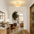 Lampada a soffitto in tessuto a strati con 1 luce in lino gabbiano stile medievale francese