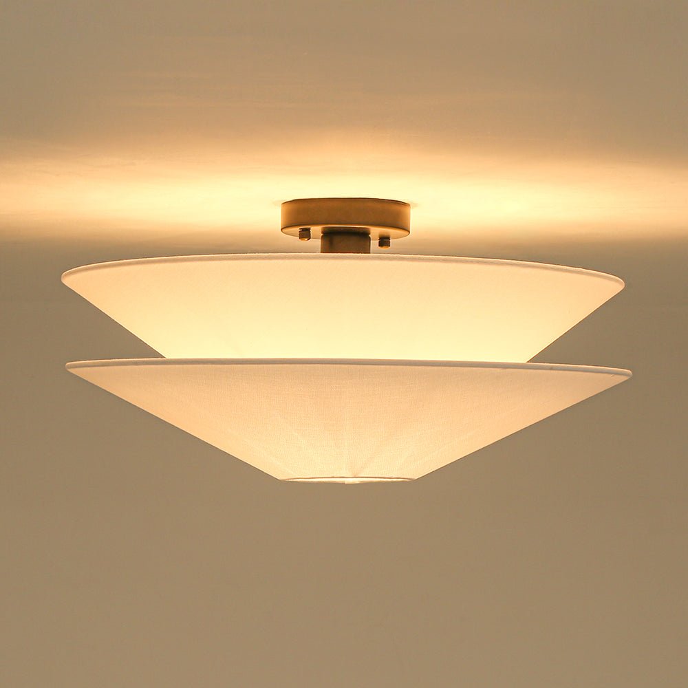 Lampada a soffitto in tessuto a strati con 1 luce in lino gabbiano stile medievale francese