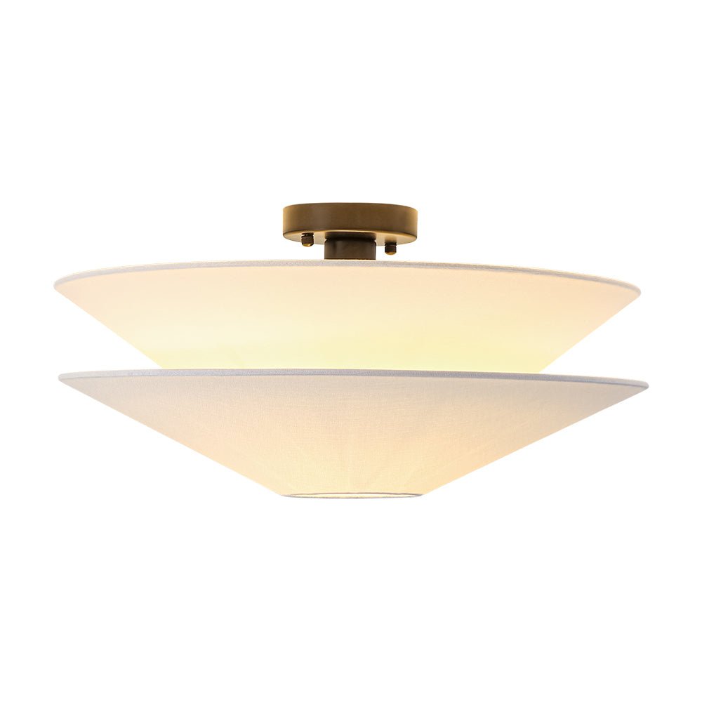Lampada a soffitto in tessuto a strati con 1 luce in lino gabbiano stile medievale francese
