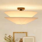 Lampada a soffitto in tessuto a strati con 1 luce in lino gabbiano stile medievale francese