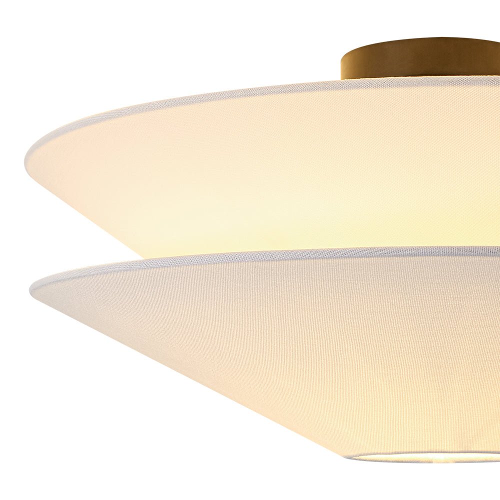 Lampada a soffitto in tessuto a strati con 1 luce in lino gabbiano stile medievale francese