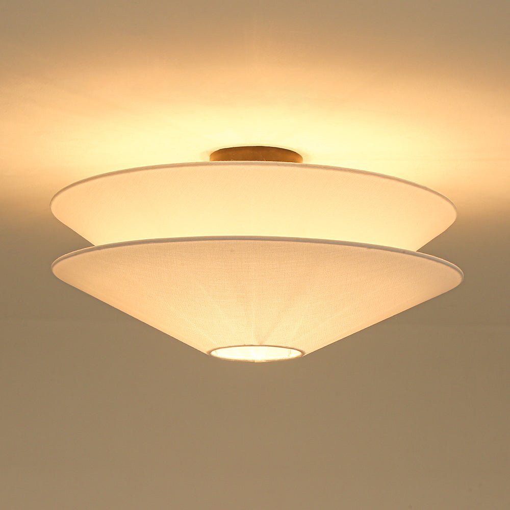 Lampada a soffitto in tessuto a strati con 1 luce in lino gabbiano stile medievale francese