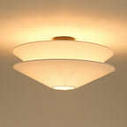 Lampada a soffitto in tessuto a strati con 1 luce in lino gabbiano stile medievale francese