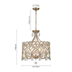 Lampadario a Tamburo Vintage in Cristallo con 5 Luci in Stile Francese