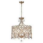 Lampadario a Tamburo Vintage in Cristallo con 5 Luci in Stile Francese